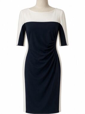 Chaps Navy & White Sheath Dress